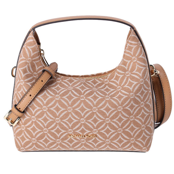 Michael Kors Ember Small Shoulder Crossbody Bag MK Jacquard Deer Tan Multi - Picture 1 of 6